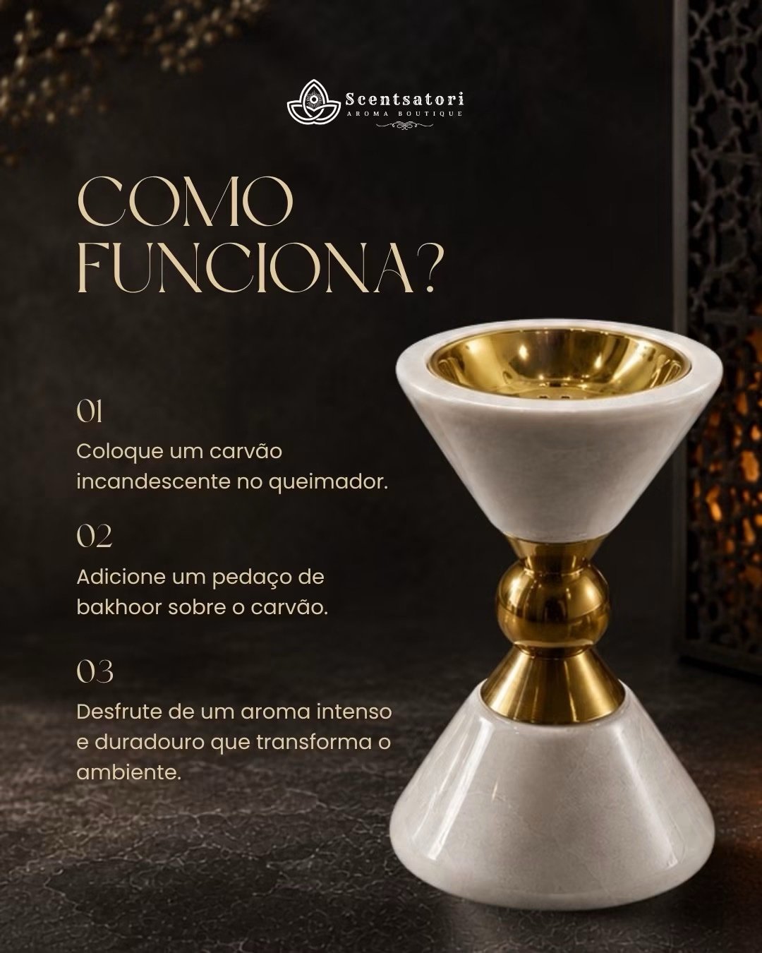 Queimador de Bakhoor Árabe Autêntico